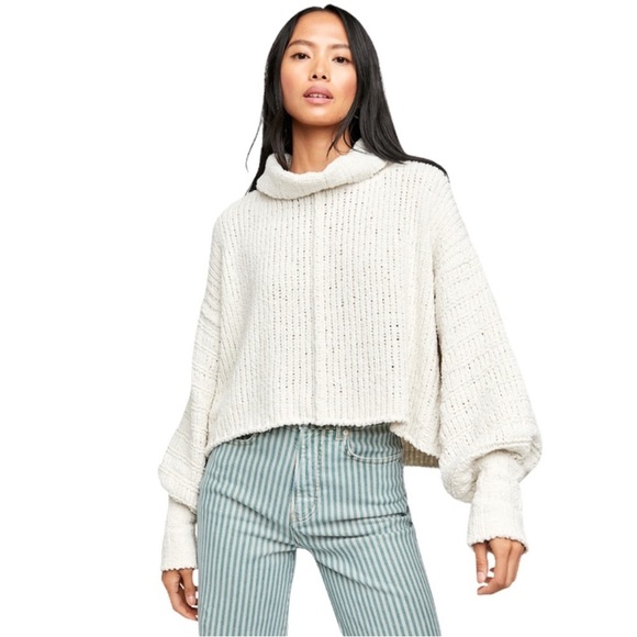 Free People Sweaters - Free People Ivory Be Yours Cowl Neck Knit Sweater - M